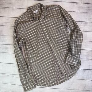Steven Alan Men's Size XS Long Sleeve Button Up Shirt Brown Plaid 100% Cotton